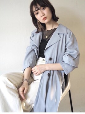 「Lumier（リュミエ）のアイテム（トレンチコート）」を使った、memeさん（レディース・159cm）の春コーディネート