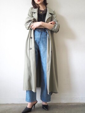 「Lumier（リュミエ）のアイテム（トレンチコート）」を使った、memeさん（レディース・159cm）の春コーディネート