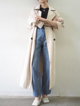 「Lumier（リュミエ）のアイテム（トレンチコート）」を使った、memeさん（レディース・159cm）の春コーディネート