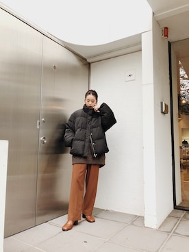 「153cm」｜「アイテム（ダウンジャケット/コート）」を使った、小山 愛梨さん（レディース・153cm）の秋コーディネート