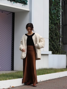 「153cm」｜「アイテム（ブルゾン）」を使った、小山 愛梨さん（レディース・153cm）の秋コーディネート