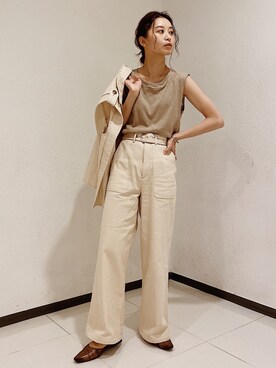 「153cm」｜「アイテム（ブルゾン）」を使った、小山 愛梨さん（レディース・153cm）の春コーディネート