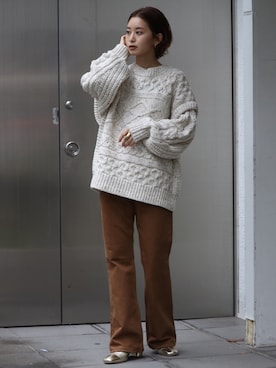 「フレアデニム」｜小山 愛梨さん（レディース・153cm）の秋コーディネート