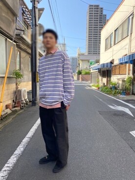 「MANEBU（マネブ）のアイテム（ローファー）」を使った、topusuさん（メンズ・175cm）の春コーディネート