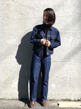 「ストレートデニム」｜「アイテム（デニムジャケット）」を使った、yuriea1990さん（レディース・164cm）の秋コーディネート