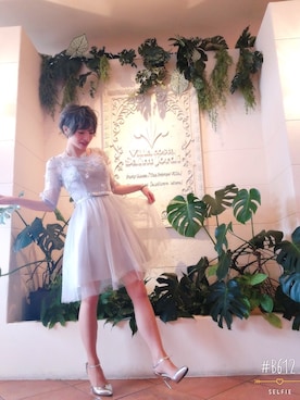 「アイテム（ドレス、シルバー系）」を使った、おりこさん（レディース・155cm）の春コーディネート