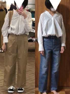 「スキッパーシャツ」｜「アイテム（キャミソール）」を使った、Yマンさん（レディース・162cm）の春コーディネート