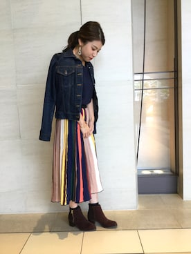 「レトロ」｜「アイテム（デニムジャケット）」を使った、ORientalTRaffic 阪急西宮ガーデンズ店さん（レディース・162cm）の秋コーディネート