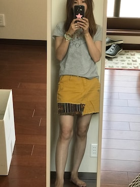 「チチカカ（チチカカ）のアイテム（スカート、イエロー系）」を使った、しんうんさん（レディース・162cm）の夏コーディネート