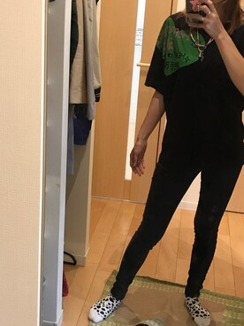 「ROSE BUD（ローズバッド）のアイテム（Tシャツ/カットソー、ブラック系）」を使った、しんうんさん（レディース・162cm）の夏コーディネート