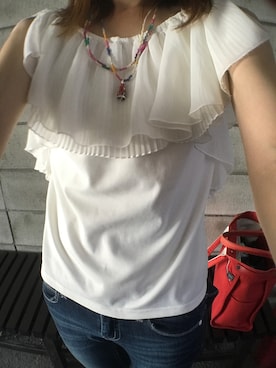 「PORTER（ポーター）のアイテム（トートバッグ、レッド系）」を使った、しんうんさん（レディース・162cm）の夏コーディネート