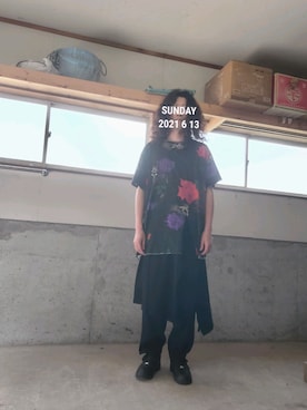 「BLACK Scandal Yohji Yamamoto（ブラックスキャンダルヨウジヤマモト）のアイテム」を使った、4n50611さん（メンズ・172cm）の夏コーディネート