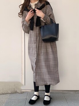「LENO（リノ）のアイテム（ワンピース/ドレス）」を使った、おはなさん（レディース・168cm）の冬コーディネート