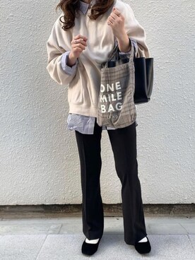 「UNIQLOコーデ」｜「アイテム（バレエシューズ）」を使った、おはなさん（レディース・168cm）の春コーディネート