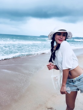 「PULL&BEAR（プルアンドベア）のアイテム（その他トップス）」を使った、懵二蓉さん（レディース・163cm）の夏コーディネート