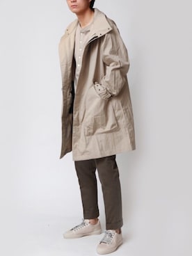 「アイテム（モッズコート、ベージュ系）」を使った、DAILYSHOPさん（メンズ・183cm）の春コーディネート