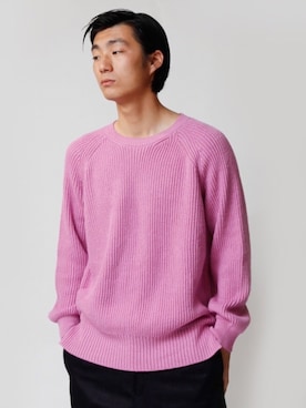 「ID DAILYWEAR（アイディーデイリーウェア）のアイテム（ニット/セーター、ピンク系）」を使った、DAILYSHOPさんの春コーディネート