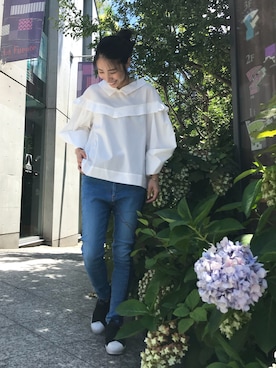 「AVIE（アビィ）のアイテム」を使った、AIさん（レディース・156cm）の夏コーディネート