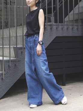 「アイテム（腕時計）」を使った、AIさん（レディース・156cm）の夏コーディネート