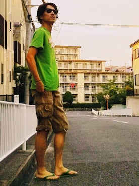 「Abercrombie&Fitch（アバークロンビーアンドフィッチ）のアイテム（Tシャツ/カットソー）」を使った、Ｔｋ．さん（メンズ・178cm）の夏コーディネート