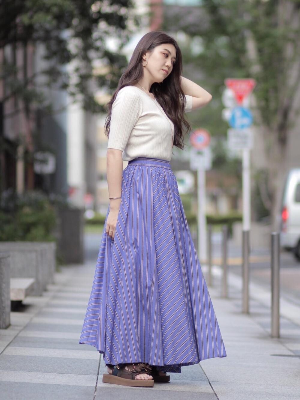 ✨極美品✨ユナイテッドアローズ　コットン　ストライプ　マキシスカート UNITED ARROWS（ユナイテッドアローズ）の「UWCS コットン