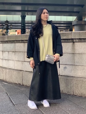「WOOLRICH（ウールリッチ）のアイテム（その他アウター）」を使った、矢作（yahagi）さん（レディース・158cm）の冬コーディネート