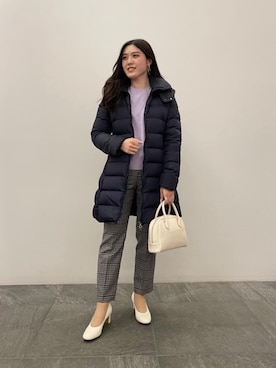 「ビジネス」｜「アイテム（ダウンジャケット/コート）」を使った、矢作（yahagi）さん（レディース・158cm）の冬コーディネート