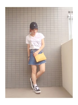「152cm」｜「アイテム（キャップ）」を使った、橋爪さん（レディース・152cm）の夏コーディネート