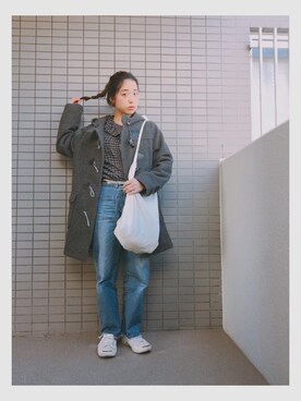 「152cm」｜「アイテム（ダッフルコート）」を使った、橋爪さん（レディース・152cm）の冬コーディネート