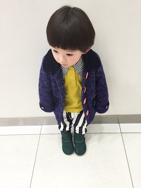 「ネコ」｜「アイテム（ダウンジャケット/コート）」を使った、hirokiさん（キッズ・90cm）の冬コーディネート