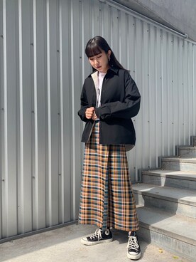 「CONVERSE STARS（コンバーススターズ）のアイテム」を使った、なおさん（レディース・163cm）の秋コーディネート