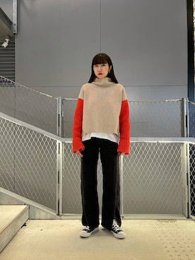 「CONVERSE STARS（コンバーススターズ）のアイテム」を使った、なおさん（レディース・163cm）の冬コーディネート