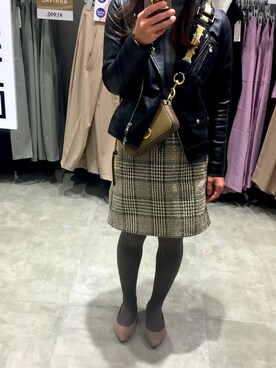 「green label relaxing（グリーンレーベルリラクシング）のアイテム（ライダースジャケット）」を使った、maririnn828さん（レディース・153cm）の冬コーディネート