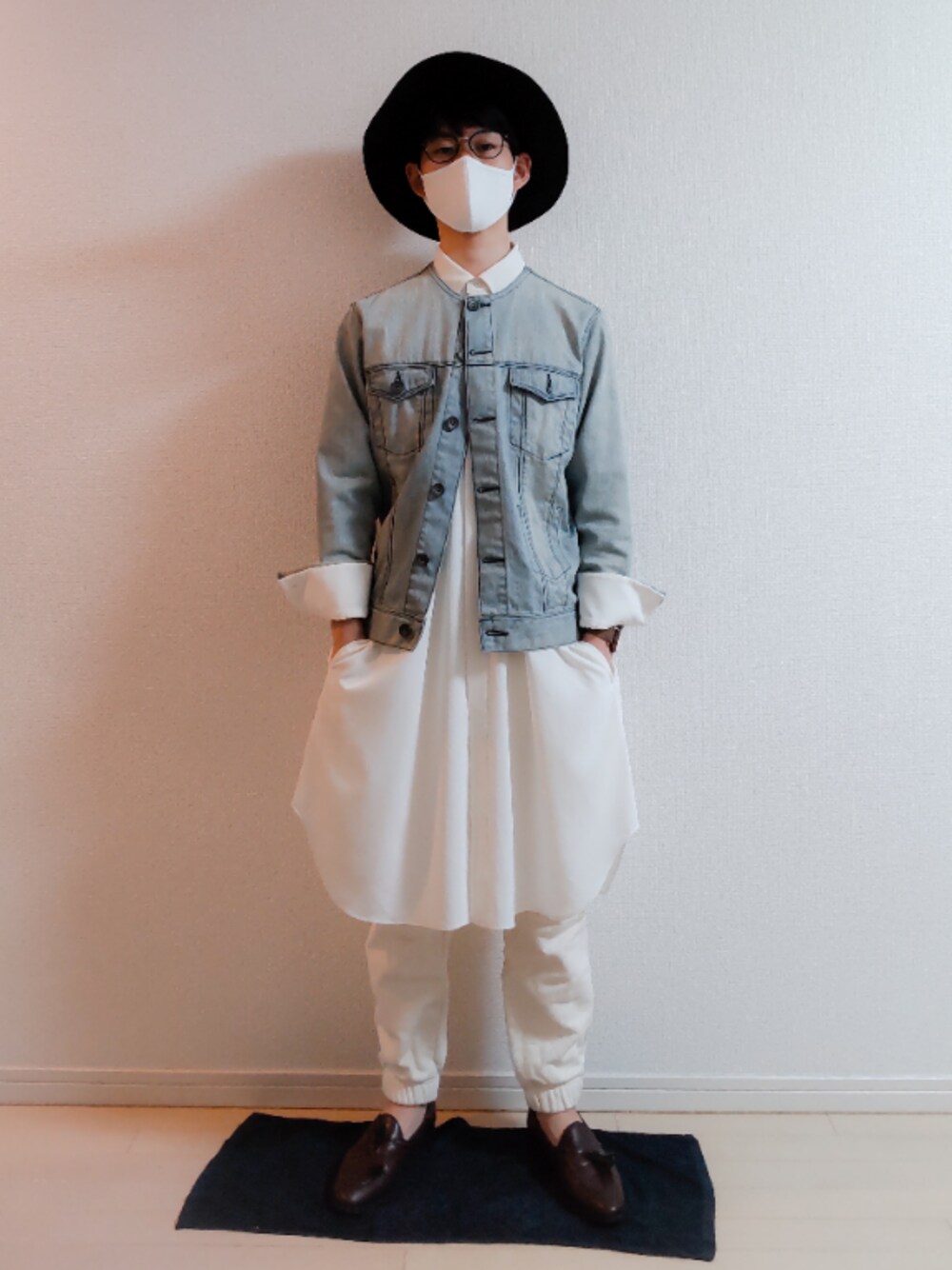 「淡色コーデ」｜「KIJIMA TAKAYUKIの＜KIJIMA TAKAYUKI（キジマ タカユキ）＞ コットンナイロン　ハット（ハット、ブラック系）」を使った、AAaaさん（メンズ・168cm）の春コーディネートの1枚目の写真