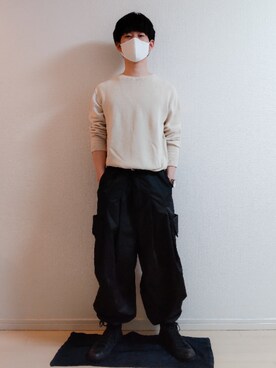 「SHINYAKOZUKA（シンヤコヅカ）のアイテム（カーゴパンツ）」を使った、AAaaさん（メンズ・168cm）の春コーディネート