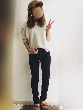 「アイテム（モカシン/デッキシューズ）」を使った、yUuさん（レディース・149cm）の秋コーディネート
