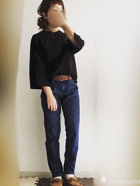 「UNIQLO（ユニクロ）のWOMEN スリムボーイフレンドフィットアンクルジーンズB（デニムパンツ）」を使った、yUuさん（レディース・149cm）の秋コーディネート