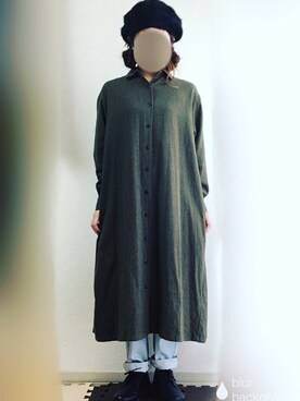 「マムジーンズ」｜「アイテム（ハンチング/ベレー帽）」を使った、yUuさん（レディース・149cm）の秋コーディネート