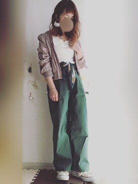 「OSMOSIS（オズモーシス）のアイテム（ブルゾン）」を使った、yUuさん（レディース・149cm）の春コーディネート