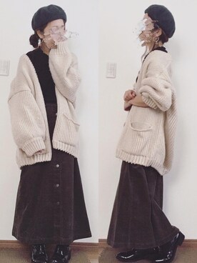 「osharewalker（オシャレウォーカー）のアイテム（ハンチング/ベレー帽）」を使った、yUuさん（レディース・149cm）の秋コーディネート