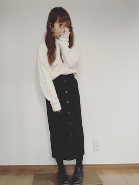 「UNIQLO（ユニクロ）のスウェットクルーネックプルオーバー（長袖）（パーカー）」を使った、yUuさん（レディース・149cm）の春コーディネート