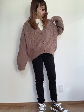「UNIQLO（ユニクロ）のスウェットクルーネックプルオーバー（長袖）（パーカー）」を使った、yUuさん（レディース・149cm）の冬コーディネート