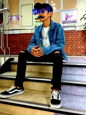「tk.TAKEO KIKUCHI（ティーケータケオキクチ）のアイテム（デニムジャケット）」を使った、Syu-J!さん（メンズ・165cm）の秋コーディネート