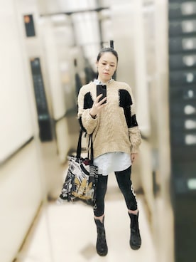 「EGOIST（エゴイスト）のアイテム（ニット/セーター）」を使った、annabelさん（レディース・154cm）の冬コーディネート