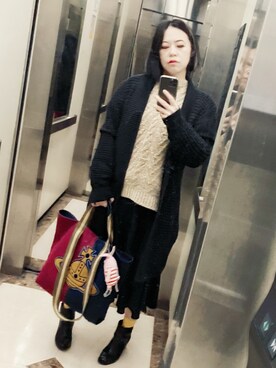 「EGOIST（エゴイスト）のアイテム（ニット/セーター）」を使った、annabelさん（レディース・154cm）の冬コーディネート