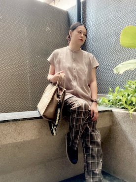 「MARC JACOBS（マークジェイコブス）のアイテム（トートバッグ）」を使った、annabelさん（レディース・154cm）の春コーディネート