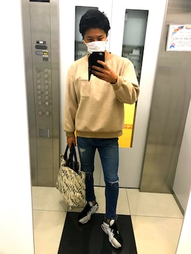 「LAKOLE（ラコレ）のアイテム（スウェット）」を使った、まぁさん（メンズ・169cm）の春コーディネート