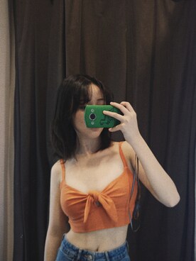「ZARA（ザラ）のアイテム（キャミソール、オレンジ系）」を使った、simayさん（レディース・161cm）の夏コーディネート