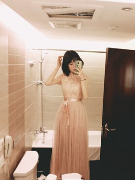 「アイテム（ドレス、ピンク系）」を使った、simayさん（レディース・161cm）の夏コーディネート