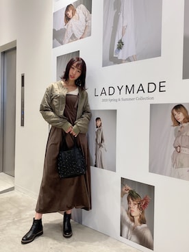 「SNIDEL（スナイデル）のアイテム（ブルゾン）」を使った、藤江れいなさん（レディース・162cm）の秋コーディネート